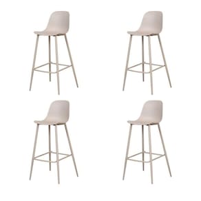 Kit 4 Banquetas Altas Miami Abi Fratini 101,50 Cm (altura) Polipropileno Nude Base Em Aço Pintado