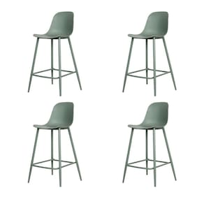 Kit 4 Banquetas Altas Miami Abi Fratini 101,50 Cm (altura) Polipropileno Verde Aloe Base Aço Pintado