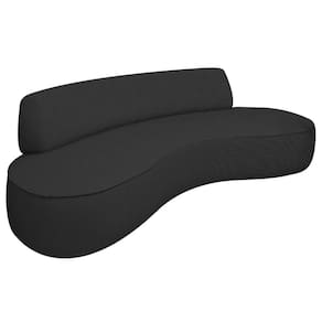 Sofá Curvo 3 Lugares Amsterdã 200cm Linho Adj Decor Preto