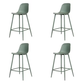 Kit 4 Banquetas Médias Miami Abi Fratini 91,50 Cm (altura) Polipropileno Verde Aloe Base Aço Pintado