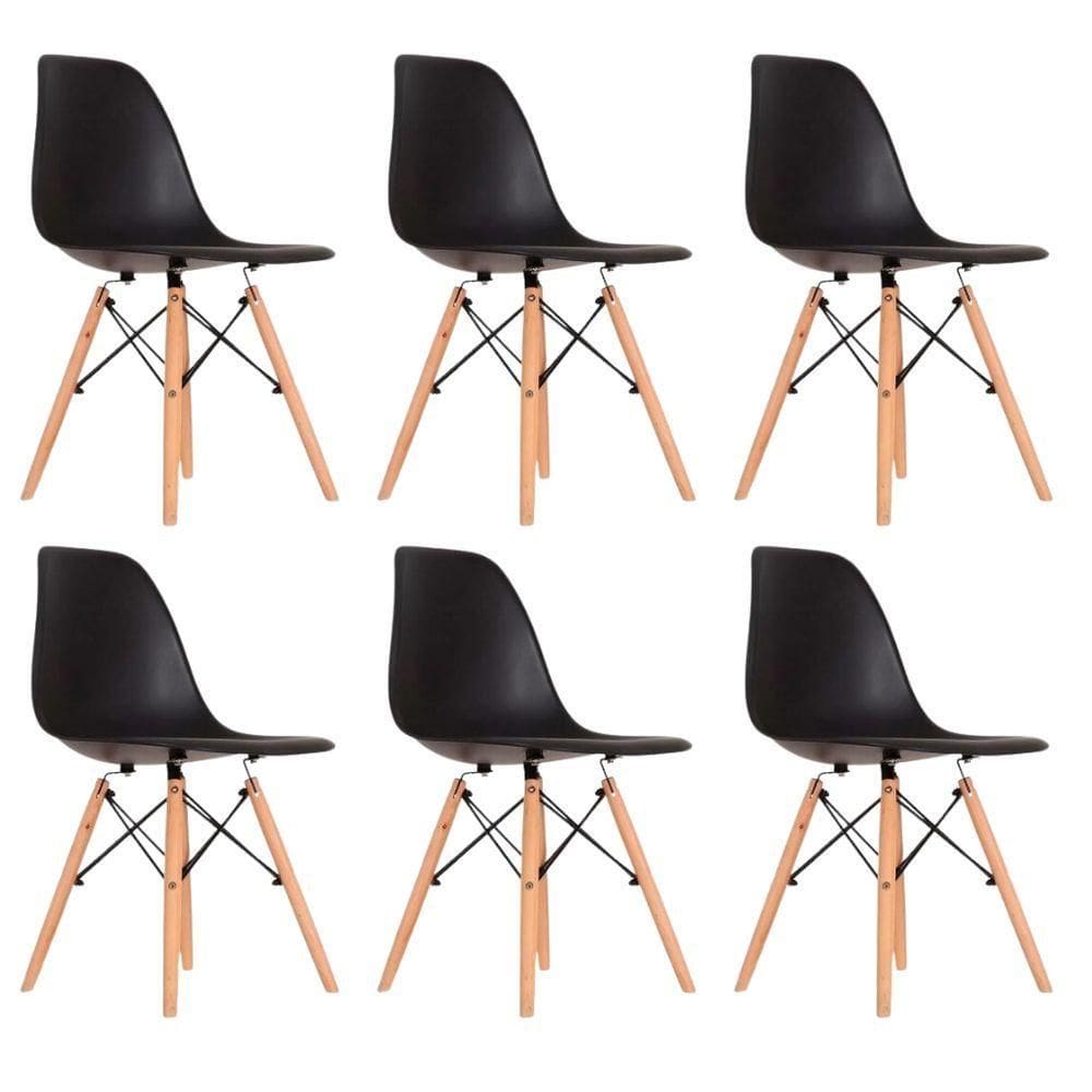 Conjunto 6 Cadeiras Eames Eiffel Dkr Movescan Preta