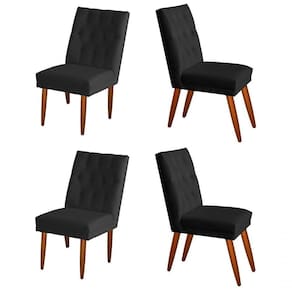 Jogo 04 Cadeiras De Jantar Estofada Cozinha Paris Suede Preto Eli Móveis