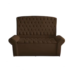 Kit Dubaí Cabeceira De Cama Box Casal E Recamier Baú 140 Cm Suede Marrom Eli Móveis