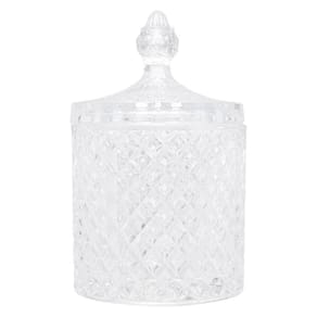 Potiche Decorativo De Cristal Com Tampa Litt 10,5cm X 10,5cm X 17,5cm