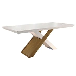 Mesa p/ Cozinha Imperatriz c/ Tampo 180x90cm Madeirado Vidro Canto Reto - Imbuia/Off White - Rufato