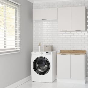 Lavanderia Modulada 3 Peças 2 Armários Aéreos 4 Portas 1 Balcão Ipanema Cabecasa Madeiramadeira Branco