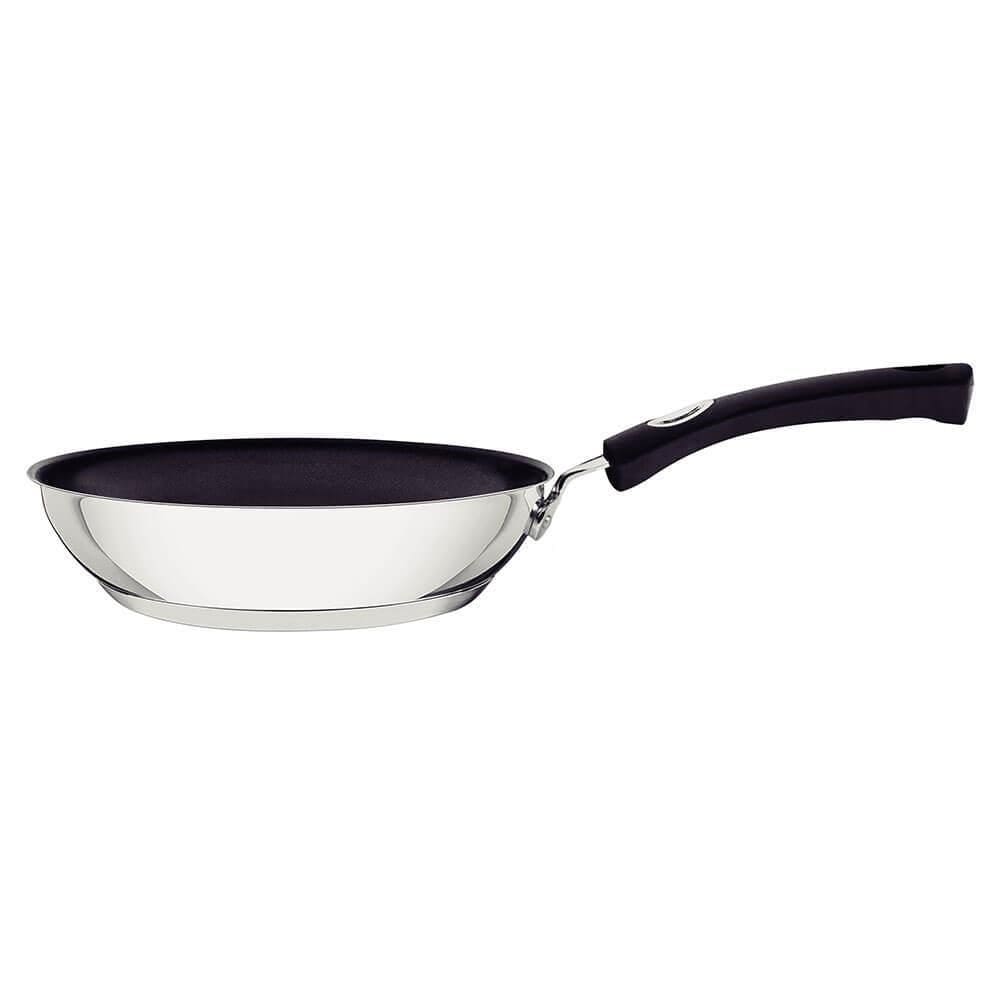 Frigideira Tramontina Solar Rasa Aço Inox F. Triplo Rev. Int. Ant. Cabo Silicone 20cm 1,3L 62135207