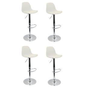 Conjunto 4 Banquetas Joly Eames Base Giratória Cromada Movescan Branca