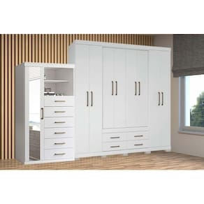Guarda Roupa 2 Peças 1 Guarda Roupa + 1 Cômoda QC126 Branco Santos Andirá