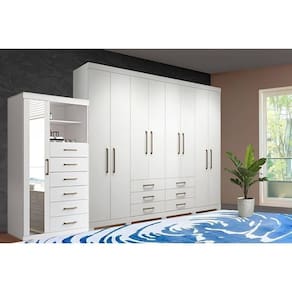 Guarda Roupa 2 Peças 1 Guarda Roupa + 1 Cômoda QC130 Branco Santos Andirá