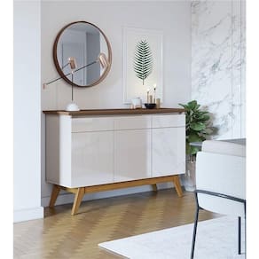 Aparador Para Sala Buffet Ambiente Classic 3 Portas Off White Freijó - Imcal