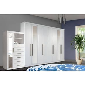 Guarda Roupa 2 Peças 1 Guarda Roupa + 1 Cômoda QC132 Branco Santos Andirá