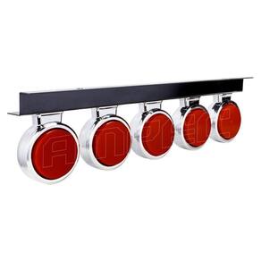 Kit 5 Lanterna Bojuda Foguinho Led Cromada Vermelha Suporte