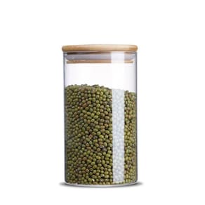 Pote Porta Mantimento Hermético Vidro Borossilicato Redondo Tampa Bambu 1,1 litros - Lehaví