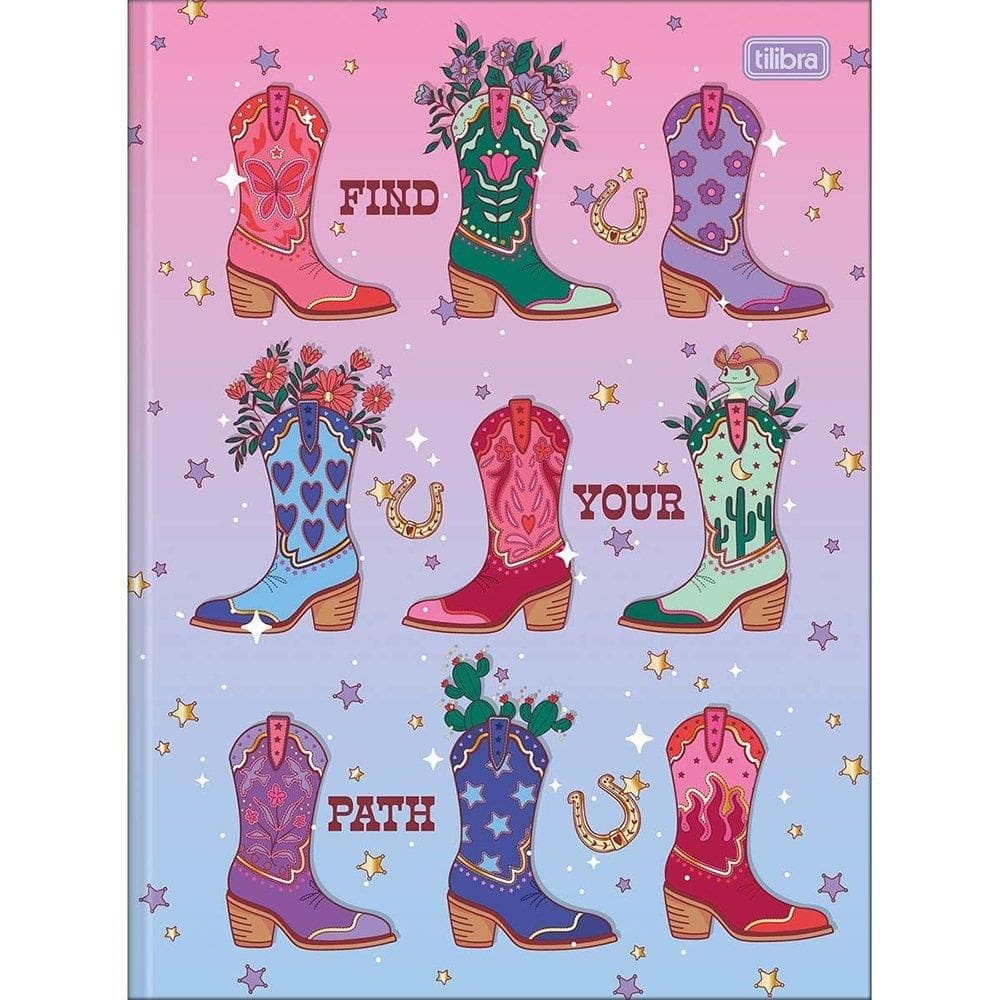 Caderno Costurado Universitário Tilibra West Girl Capa Dura 80 Folhas - Embalagem com 5 Unidades