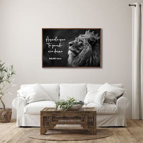 Quadro Decorativo Salmo 121 Aquele que Te Guarda, Não Dorme com 1 Tela de Parede para Sala Quarto Es Marrom