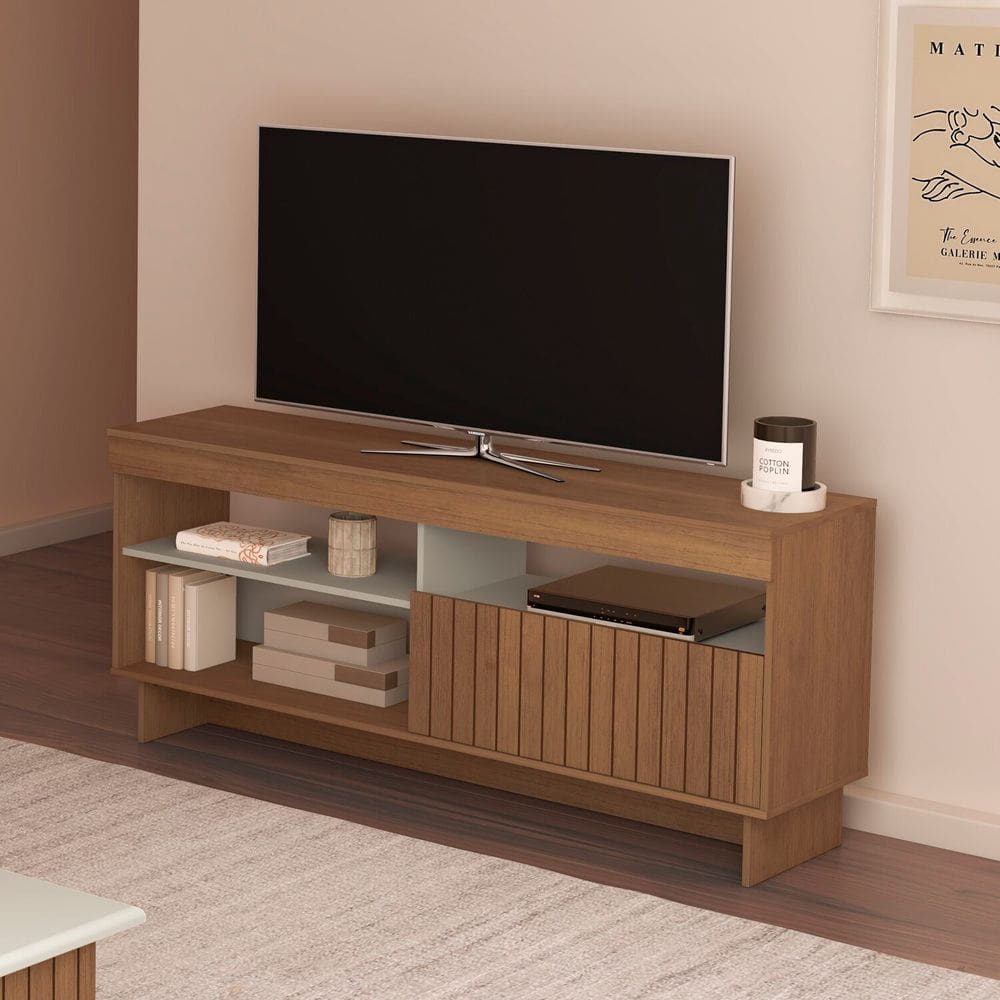 Rack para Sala de Estar City 160,0cm X 70,0cm X 41,5cm Cinamomo/ Off White