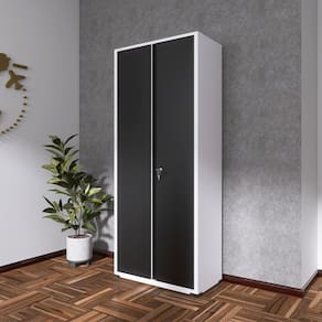 Armário 2 Portas Aço 4 Prateleiras Ap409sl Branco/Preto