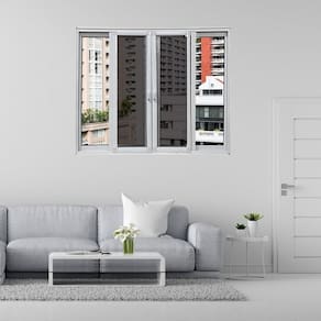 Janela Vitro 4 Folhas Móveis com Tela Mosqueteira Linha 25 120x120 Branco
