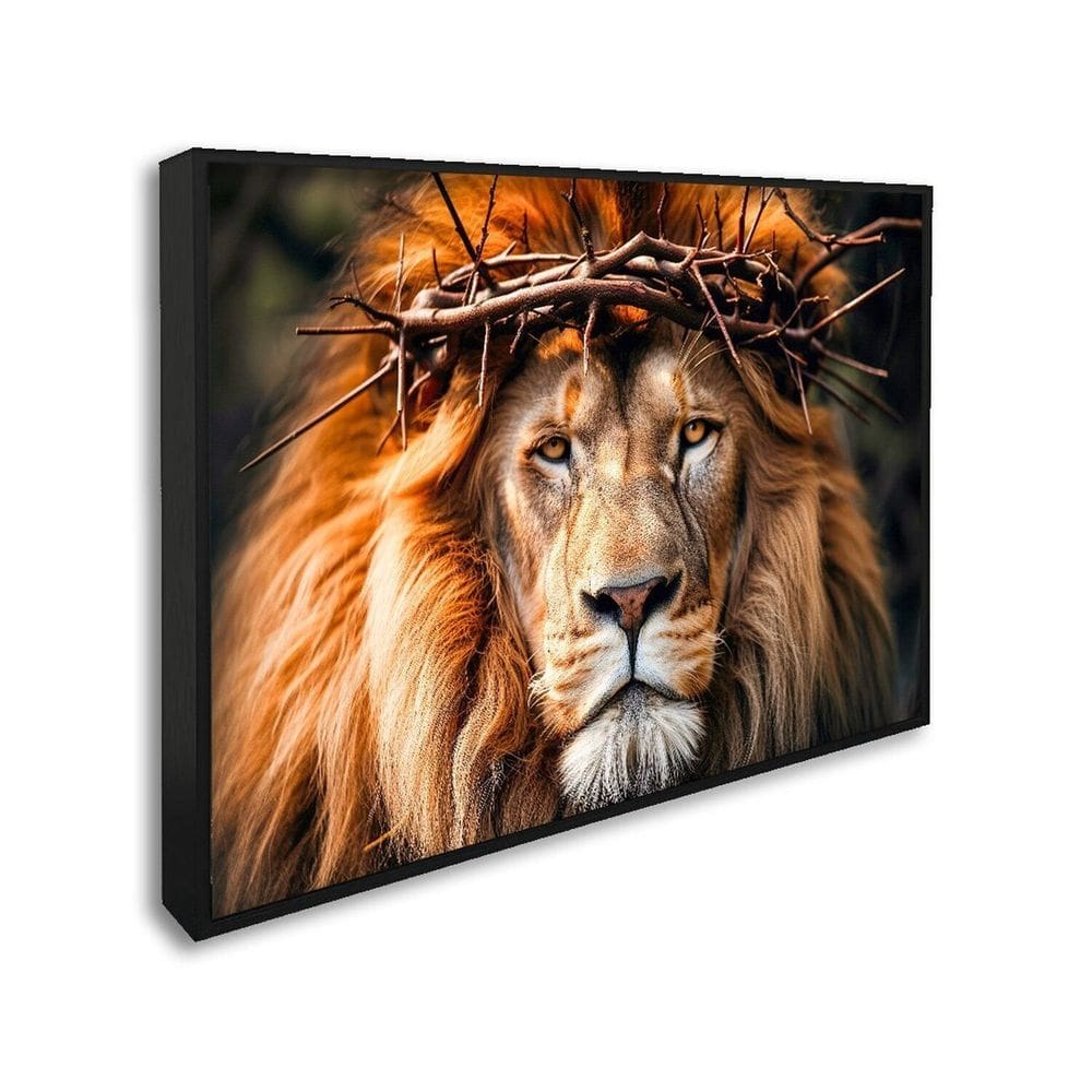 Quadro Decorativo Religioso Leão de Judah com 1 Tela Cm ou Cm de Parede para Sala Hall Igreja 60cm X Preto