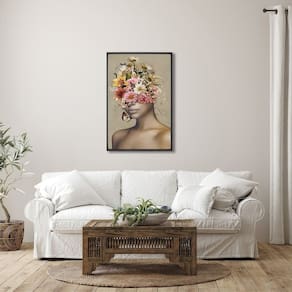 Quadro Decorativo Coroa de Flores com 1 Tela Cm ou Cm de Parede para Escritório Banheiro Hall 60cm X Preto