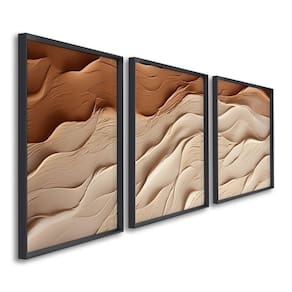 Quadro Decorativo Modelo Areia com 3 Telas para Sala, Casa de Praia, Lavabo 60cm X 90cm Preto