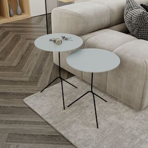 Conjunto Mesa de Canto Pugly 55x40x40cm Cristal / Preto