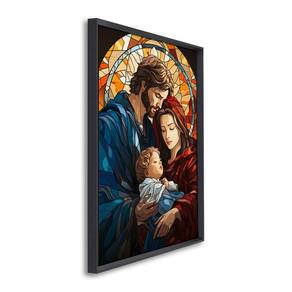 Quadro Decorativo Religioso Jesus Maria e José com 1 Tela Cm ou Cm de Parede para Sala Quarto Hall 6 Preto