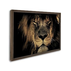Quadro Decorativo Leão Imponente com 1 Tela Cm ou Cm de Parede para Sala Quarto Hall 60cm X 90cm Marrom