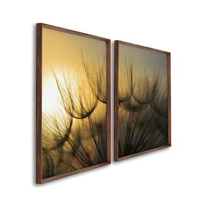 Quadro Decorativo Sol e Dentes de Leão com 2 Telas para Sala, Casa de Praia, Lavabo 60cm X 90cm Marrom