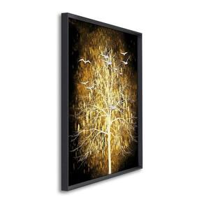 Quadro Decorativo Árvore e Gaivotas com 1 Tela Cm ou Cm de Parede para Sala Quarto Hall 60cm X 90cm Preto