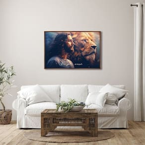 Quadro Decorativo Religioso Foi por Você Azul com 1 Tela cm de Parede para Escritório Banheiro Hall Marrom