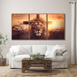 Quadro Decorativo Nunca Foi Sorte, Sempre Foi Deus Religioso com 3 Telas para Sala, Escritório, Hall Marrom