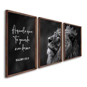Quadro Decorativo Preto e Branco Nunca Foi Sorte, Sempre Foi Deus Modelo Preto e Branco com 3 Telas Marrom