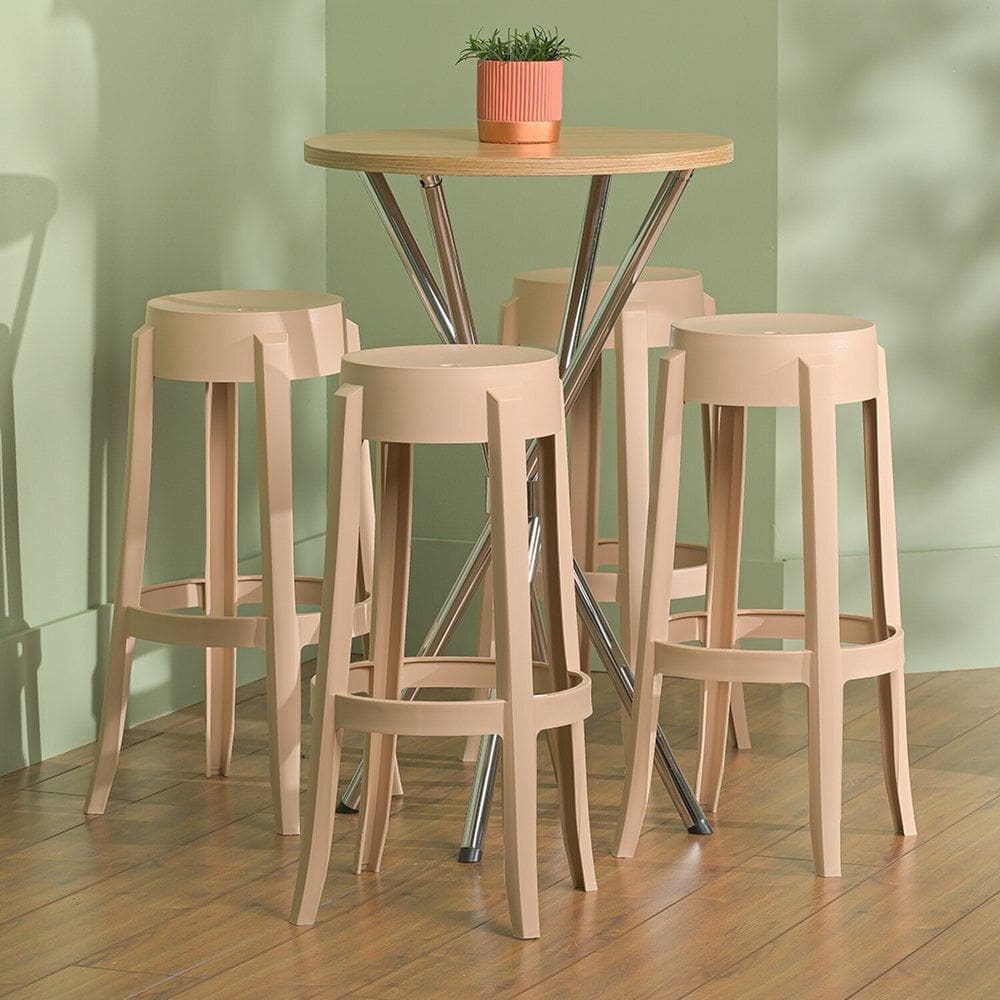 Conjunto 8 Banquetas Shine Plus 74,6x37,4 X37,4 Capuccino