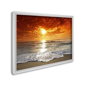 Quadro Decorativo Paisagem Pôr do Sol na Praia com 1 Tela Cm ou Cm de Parede para Escritório Banheir Branco