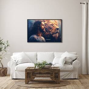 Quadro Decorativo Religioso Foi por Você Azul com 1 Tela cm de Parede para Escritório Banheiro Hall Preto