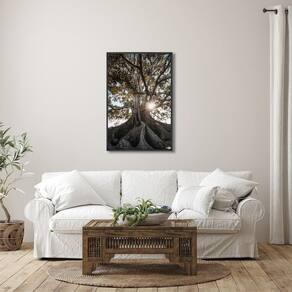 Quadro Decorativo Paisagem Árvore e Raios de Sol com 1 Tela Cm ou Cm de Parede para Escritório Banhe Preto