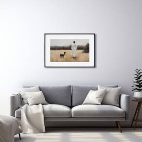Quadro Decorativo Religioso Cordeiro de Deus com 1 Tela Cm ou Cmde Parede para Sala Quarto Hall 60cm Preto