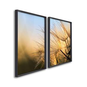 Quadro Decorativo Flores Dente de Leão com 2 Telas para Banheiro Quarto Hall 60cm X 90cm Preto