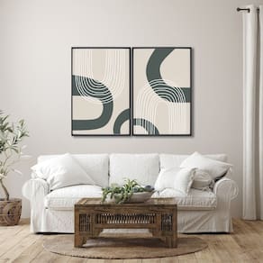 Quadro Decorativo Abstrato Formas Preto e Branco com 2 Telas de Parede para Sala Quarto Escritório 6 Preto