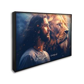 Quadro Decorativo Religioso Foi por Você Azul com 1 Tela cm de Parede para Escritório Banheiro Hall Preto