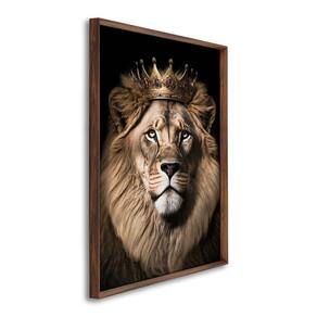 Quadro Decorativo Motivacional Leão Rei com 1 Tela Cm ou Cm de Parede para Sala Quarto Hall 60cm X 9 Marrom