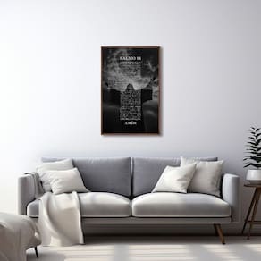 Quadro Decorativo Religioso Bíblia Salmo 91 com 1 Tela Cm ou Cm de Parede para Sala Quarto Hall 60cm Marrom