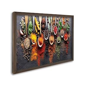Quadro Decorativo Gastronomia Temperos com 1 Tela Cm ou Cm de Parede para Sala Cozinha Hall 60cm X 9 Marrom