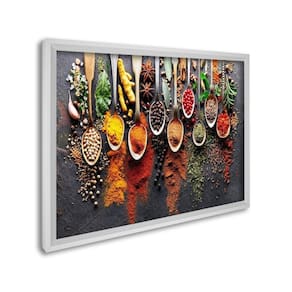 Quadro Decorativo Gastronomia Temperos com 1 Tela Cm ou Cm de Parede para Sala Cozinha Hall 60cm X 9 Branco