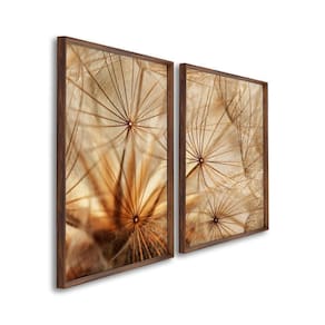Quadro Decorativo Dente de Leão Marrom com 2 Telas de Parede para Sala Quarto Escritório 60cm X 90cm Marrom