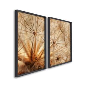 Quadro Decorativo Dente de Leão Marrom com 2 Telas de Parede para Sala Quarto Escritório 60cm X 90cm Preto