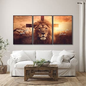 Quadro Decorativo Nunca Foi Sorte, Sempre Foi Deus Religioso com 3 Telas para Sala, Escritório, Hall Branco