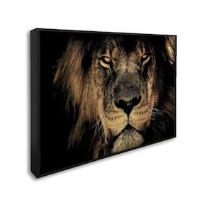 Quadro Decorativo Leão Imponente com 1 Tela Cm ou Cm de Parede para Sala Quarto Hall 60cm X 90cm Preto